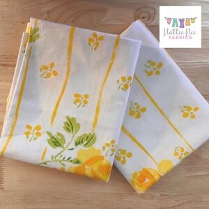 2 Vintage‎ Pillowcases in bright yellow floral